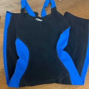 Speedo Black and Blue Athletic Swimsuit